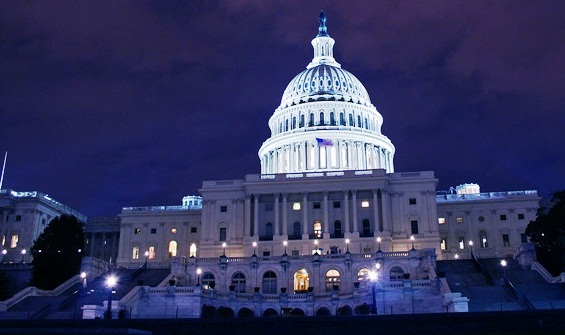 Night View Of United States Capitol