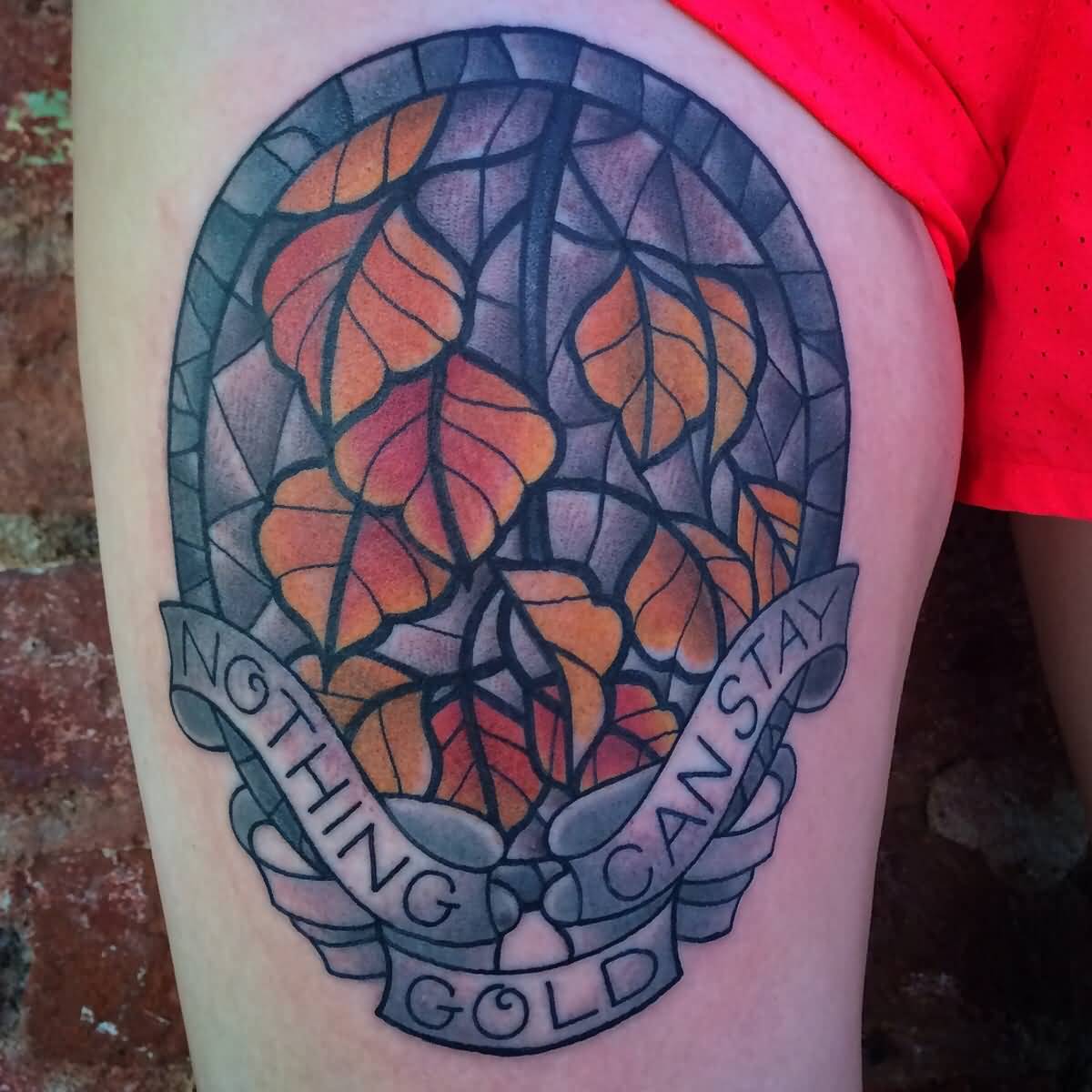 Nothing Gold Can Stay Stained Glass Tattoo By Jenn Small