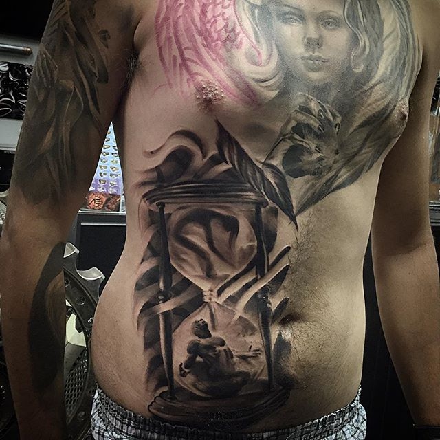 Outstanding Realistic Hourglass Tattoo For Men