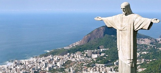 Panoramic View Of Christ The Redeemer Statue And Rio City