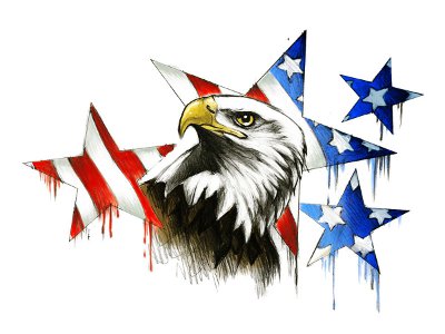 Patriotic Eagle And Star Temporary Tattoo Design