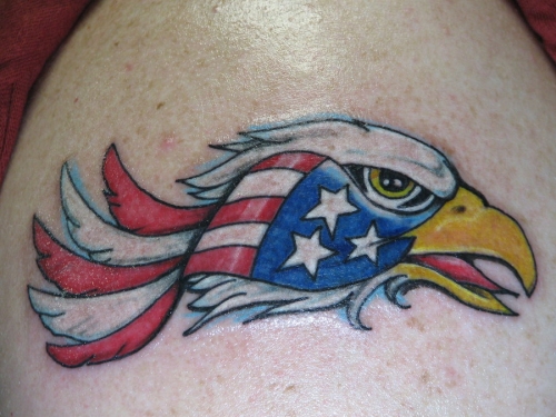 Patriotic Eagle Head Traditional Tattoo