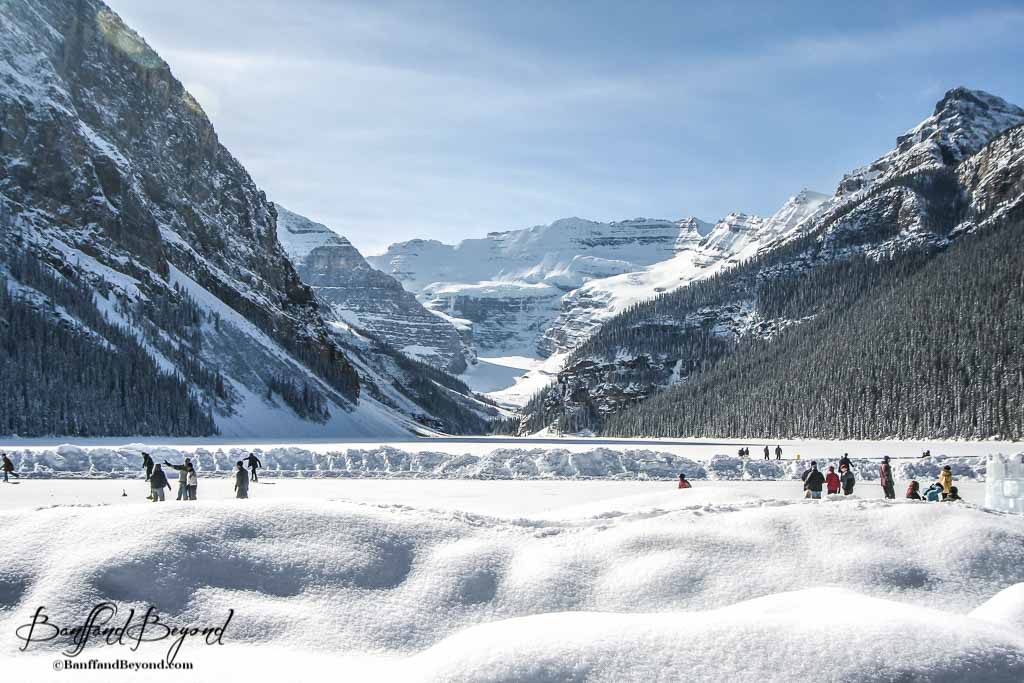 People Skating On Frozen Lake Louise
