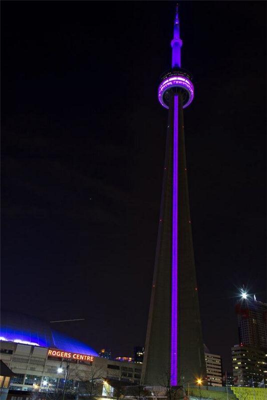 Purple Lights On The CN Tower