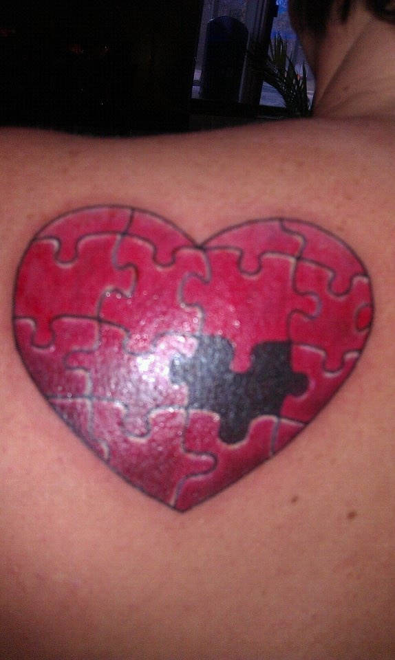 Puzzle Heart With One Missing Piece Tattoo