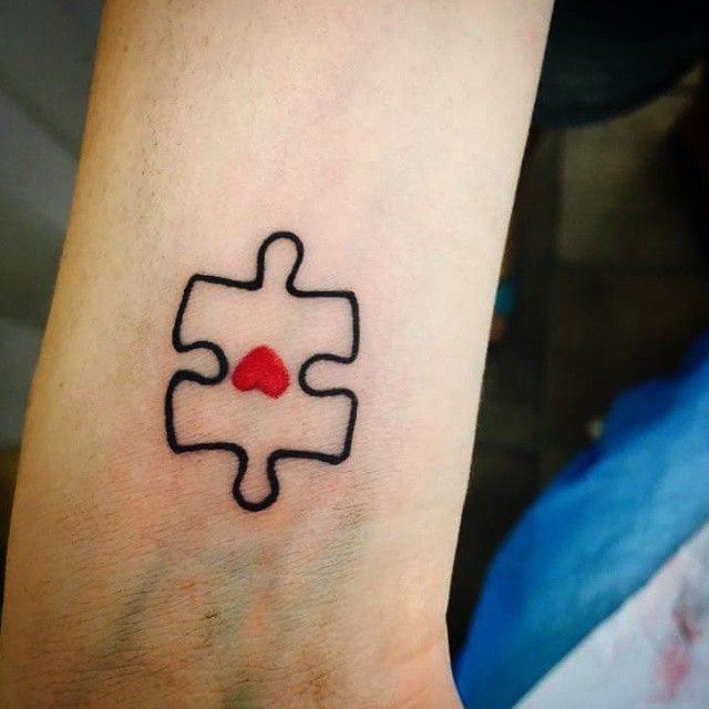 Puzzle Piece Heart Tattoo On Wrist
