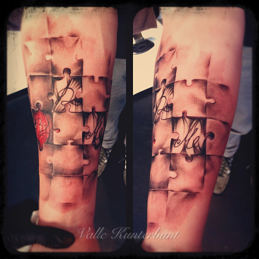 Puzzle Tattoo In Progress On Sleeve By Vabrakadabra D77yt0r