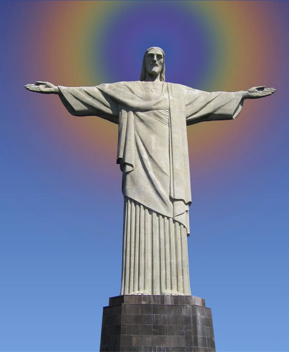 Rainbow Behind The Christ The Redeemer Statue