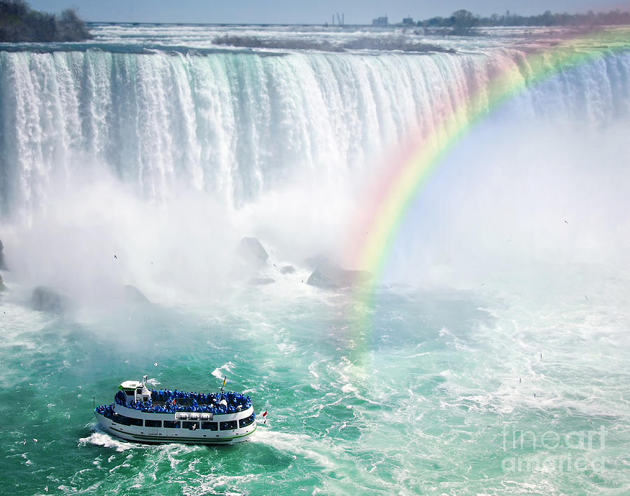 Rainbow Over The Niagara Falls And Cruise In Niagara River
