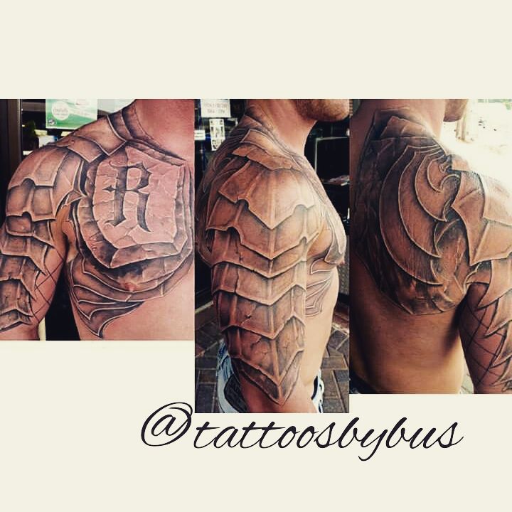 Realistic Black And Grey Armor Tattoo By Tattoosbybus