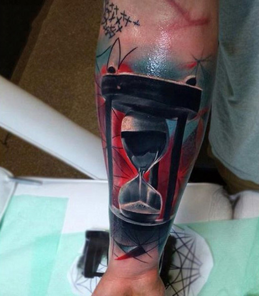 Realistic Hourglass Tattoo On Forearm