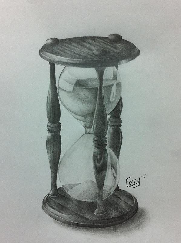 Realistic Wooden Hourglass Tattoo Drawing