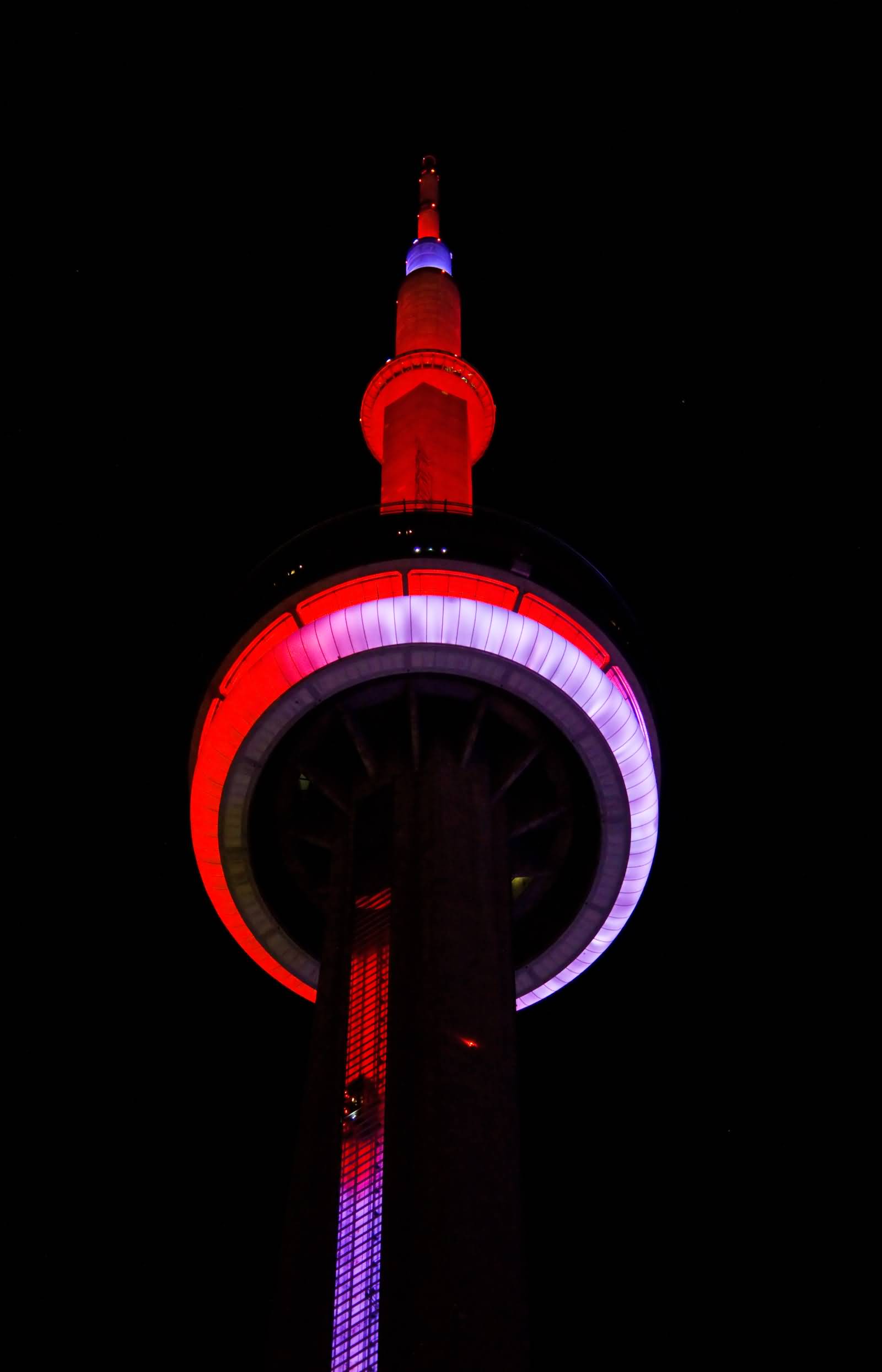 Red Lights On CN Tower During Night Picture