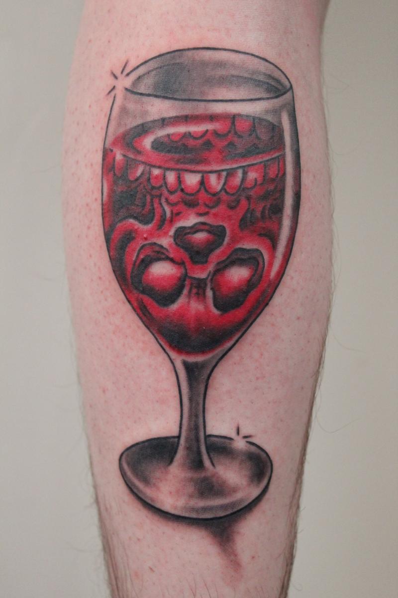 Red Skull Glass Tattoo