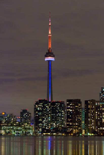 Reflection Of CN Tower At Night