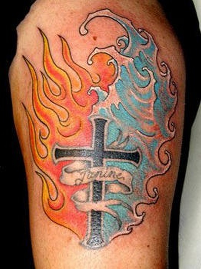 Religious Fire And Water Tattoo