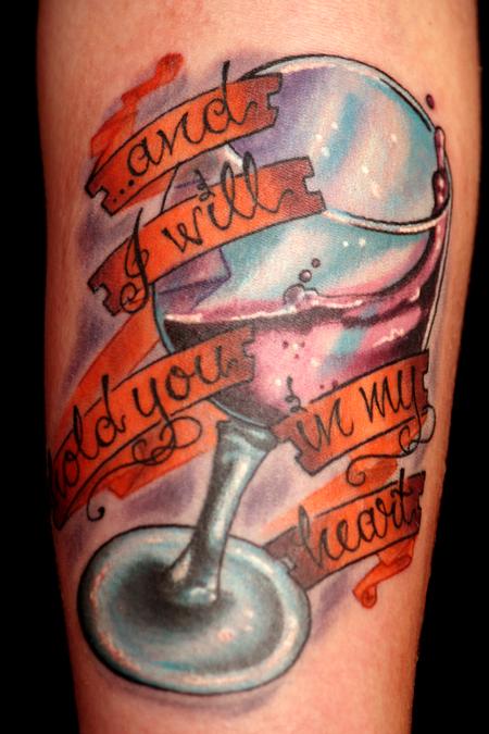 Romantic Wine Glass Tattoo By Travis Litke