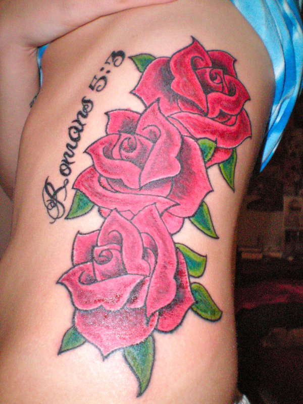 Roses Rib Cage Old School Tattoo