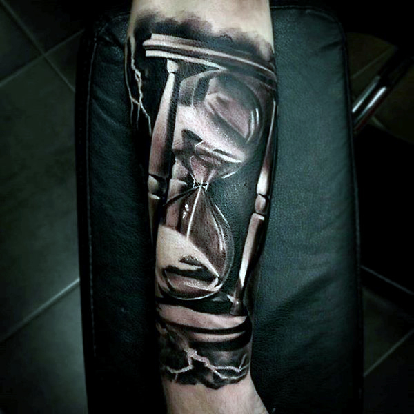 Sands Of Time 3D Man Hourglass Tattoo