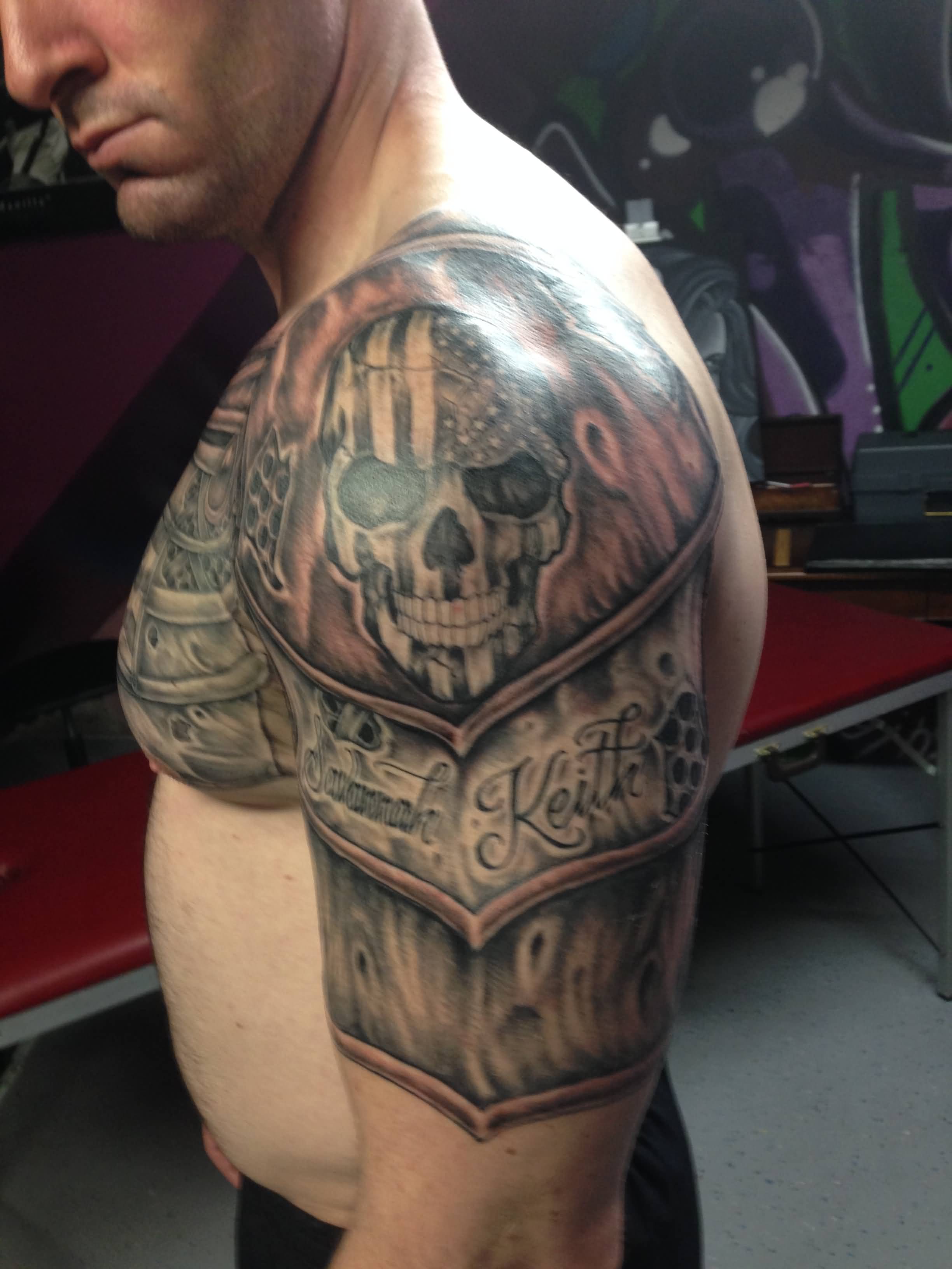 Scary Armor Tattoo By Michael Medina