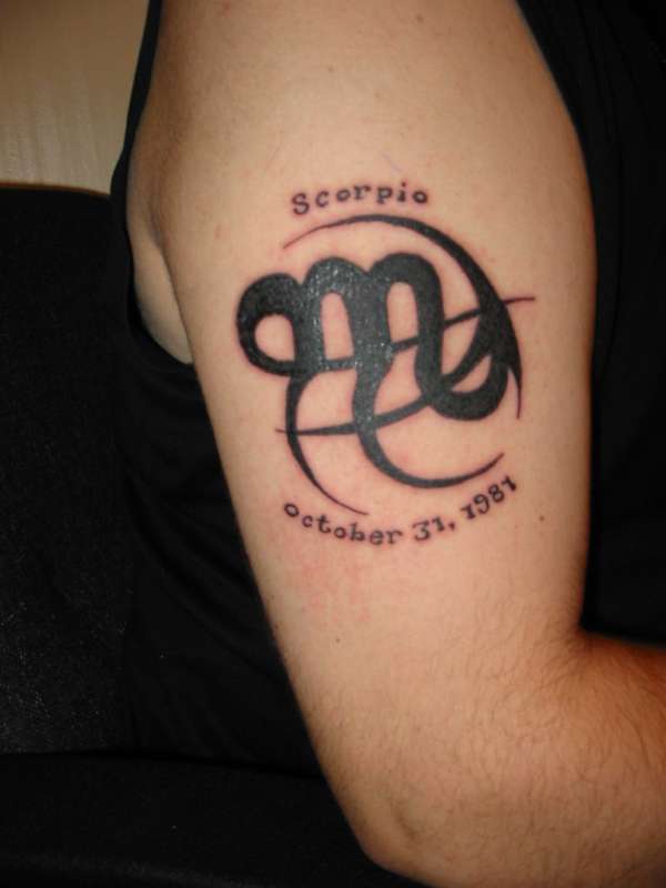 Scorpio Memorial Tattoo On Half Sleeve