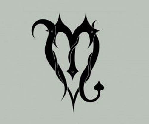 Scorpio Symbol Curved Into Heart Tattoo Design