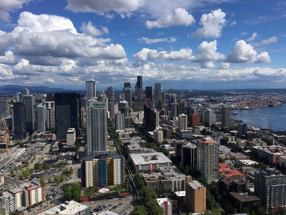 Seattle City View From Space Needle Tower