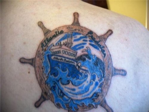Ship Wheel Water Tattoo