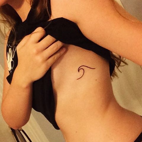 Simple Line Rib Cage Tattoo For Girls
