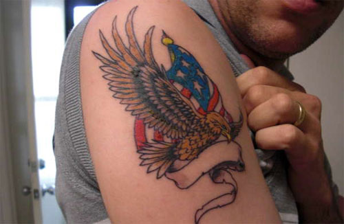 Simple Patriotic Eagle Tattoo On Shoulder