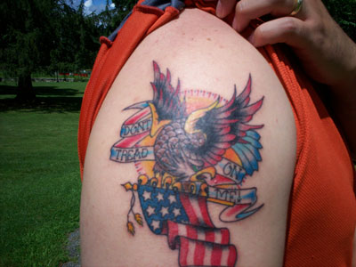 Simple US Patriotic Tattoo On Shoulder