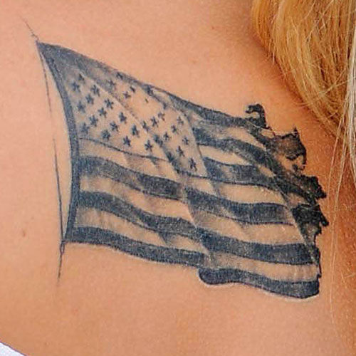 Small Black US Flag Tattoo For Girls