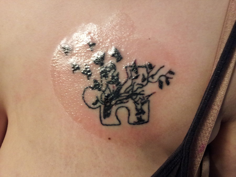 Small Puzzle Tree Tattoo By Kynktattoo