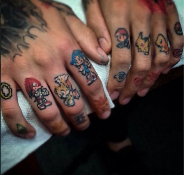 Sonic And Pokemon Knuckle Anime Tattoo