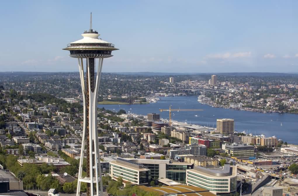 Space Needle Tower And Seattle City View