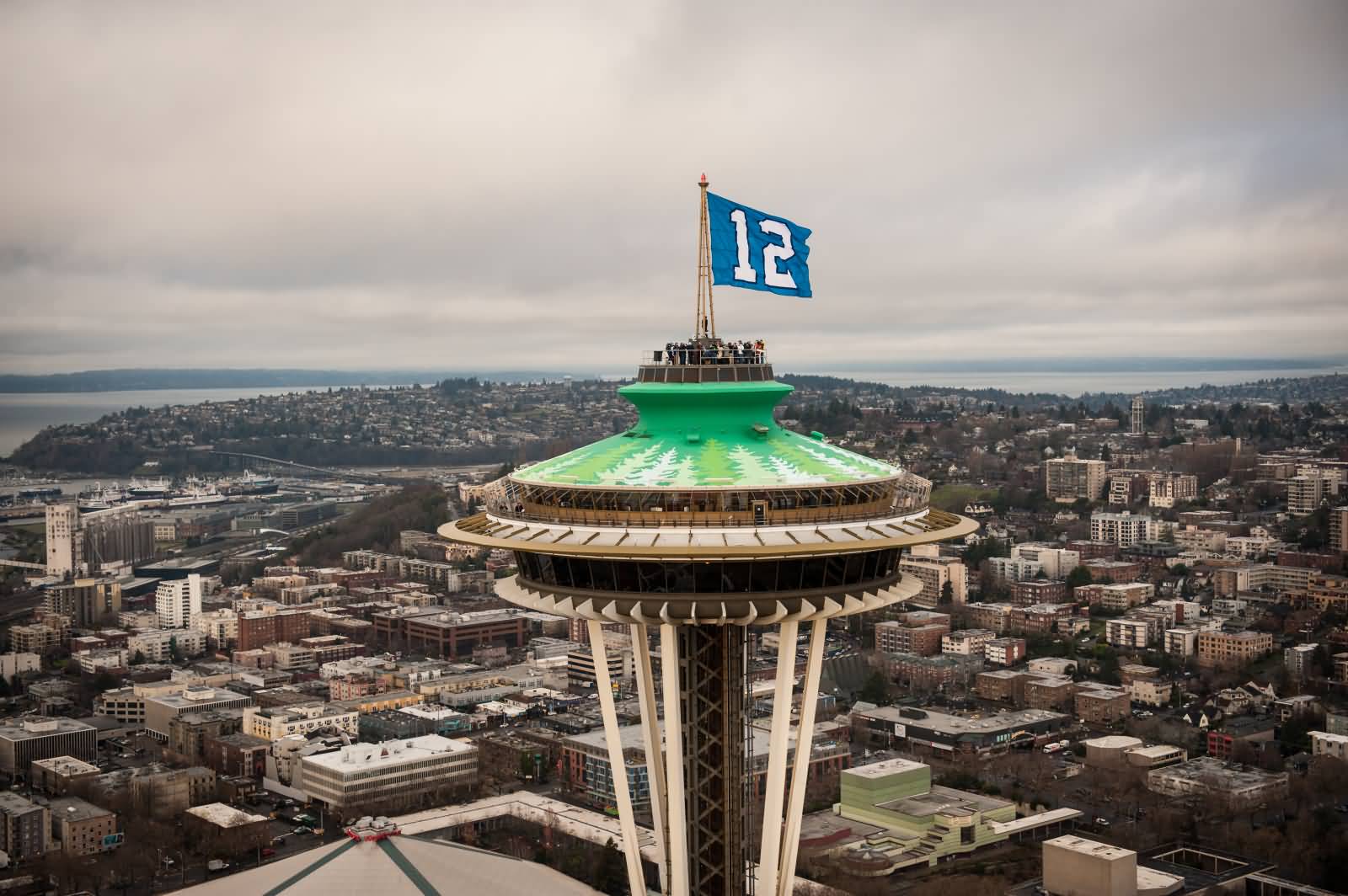 Space Needle With Flag