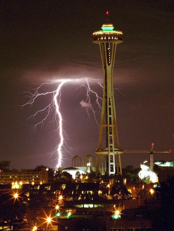 Space Needle With Lightening
