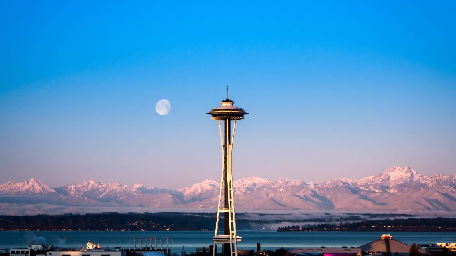 Space Needle With Moon