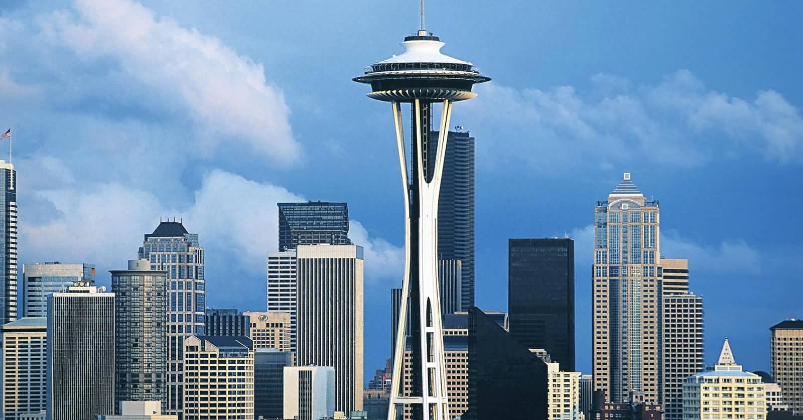 Space Needle With Surrounding Buildings