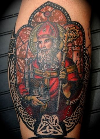 St Patrick Stained Glass Tattoo