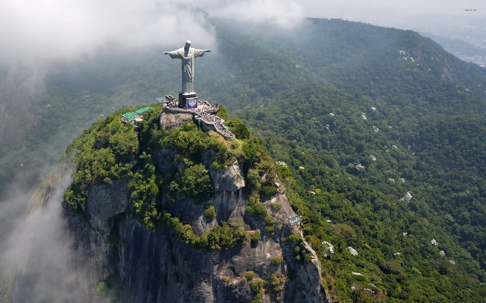 Statue Of Christ The Redeemer On Corcovado Mountain Aerial View