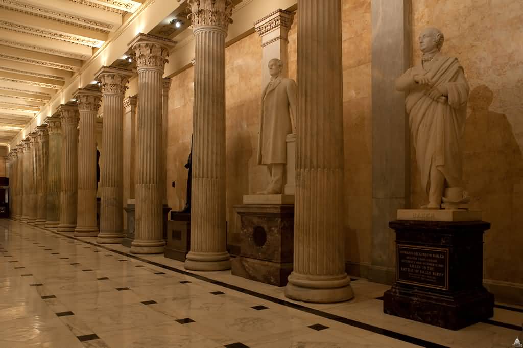 Statues And Columns Inside The United States Capitol