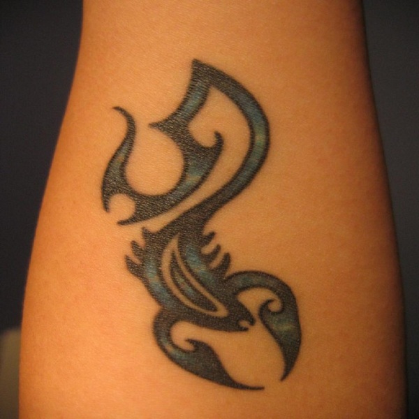 Stylish Tribal Scorpio Tattoo On Arm