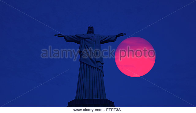 Sunset At The Statue Of Christ the Redeemer Atop Corcovado Mountain