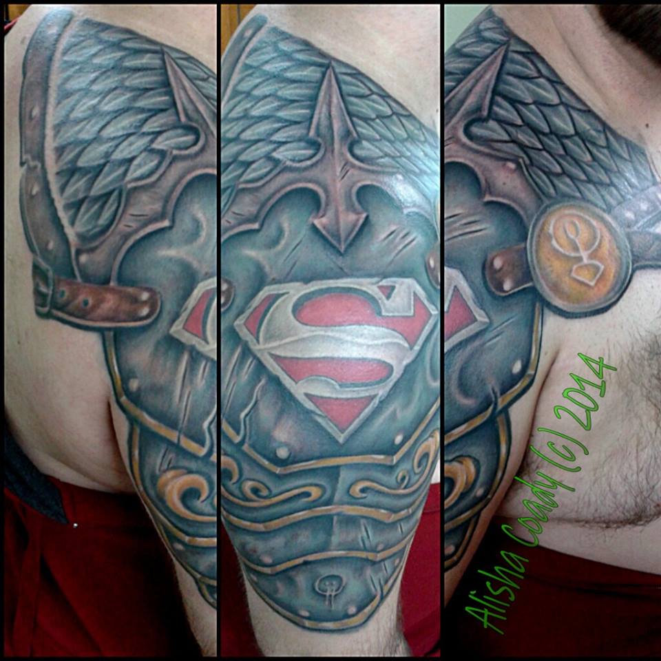 Superman Logo Armor Tattoo On Sleeve