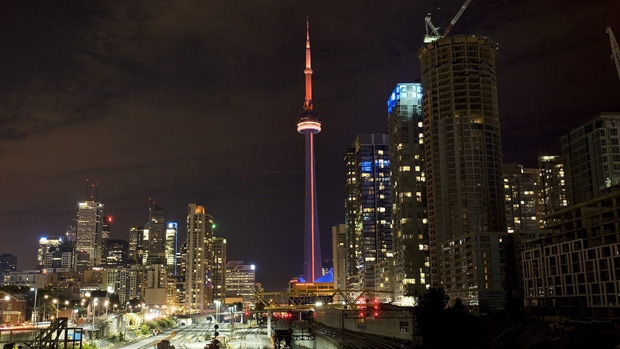 The CN Tower And Toronto Skyline At Night