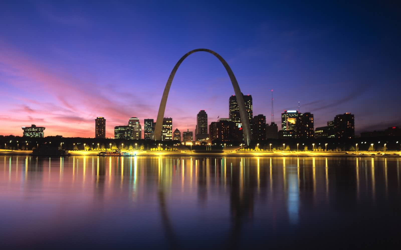 The Gateway Arch And St Louis Skyline At Night
