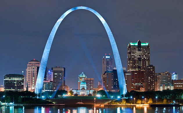 The Gateway Arch In St Louis, Missouri At Night