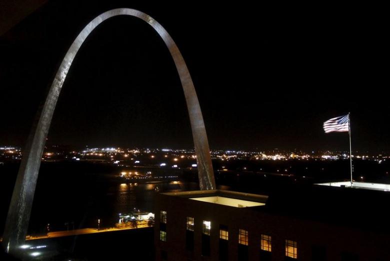 The Gateway Arch Is Seen In-St. Louis At Night