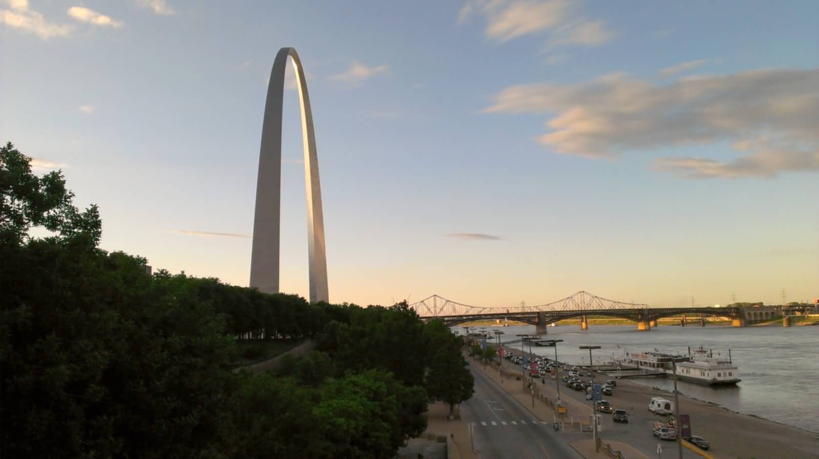 The Gateway Arch Just Above The Mississippi River